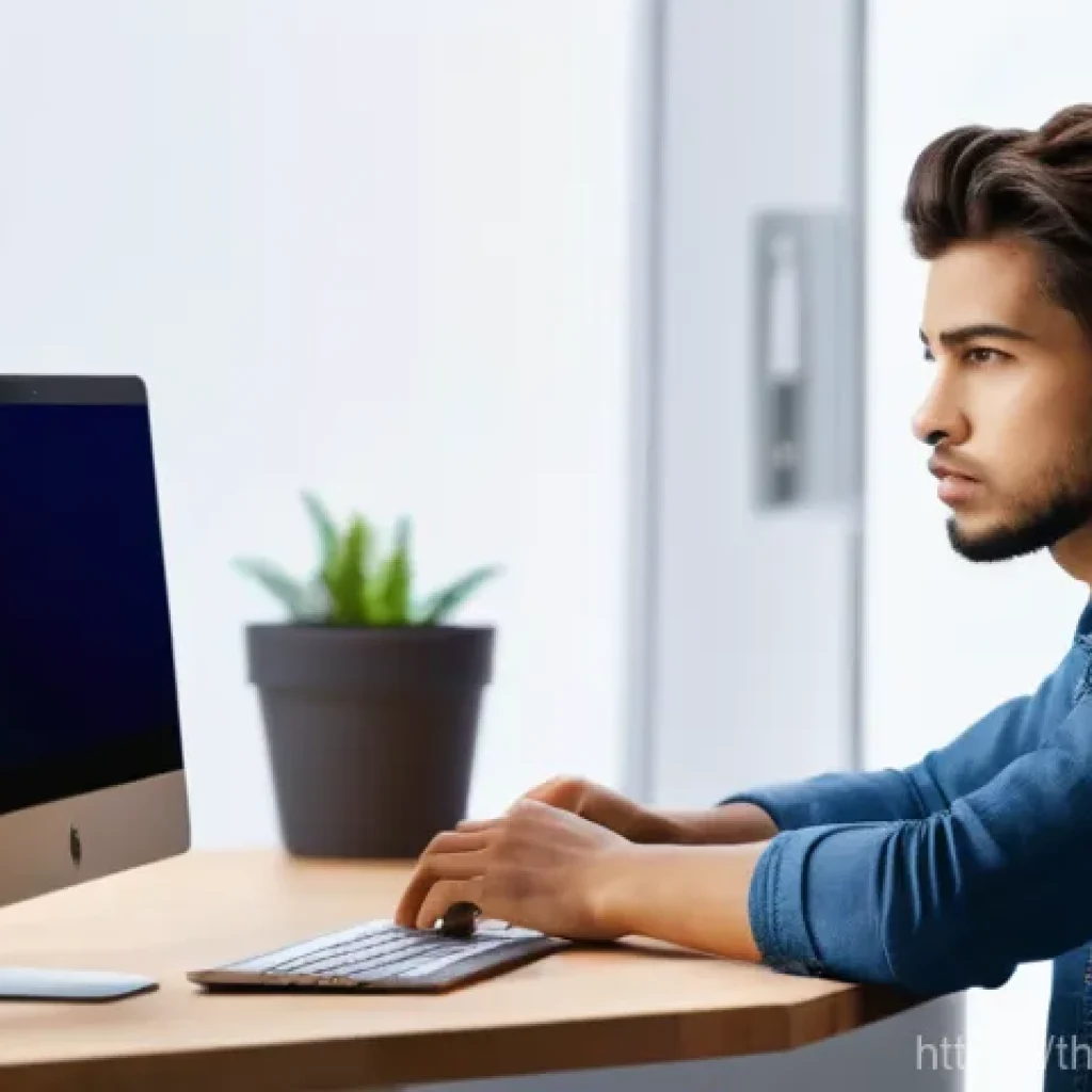 다크패턴 연구의 발전 방향 - **Prompt:** A young adult, dressed in modern, comfortable clothing, sits at a clean, well-lit desk, ...